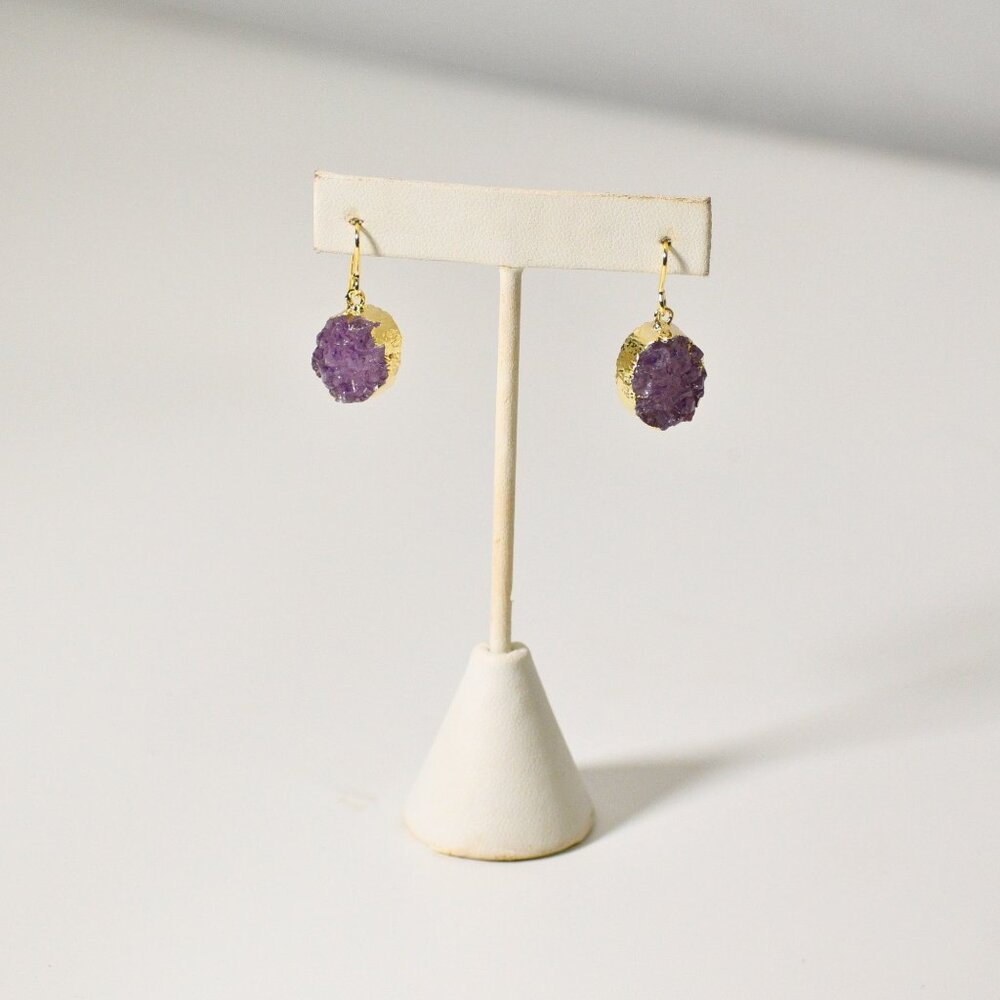 Druzy Amethyst Cabochon Earrings